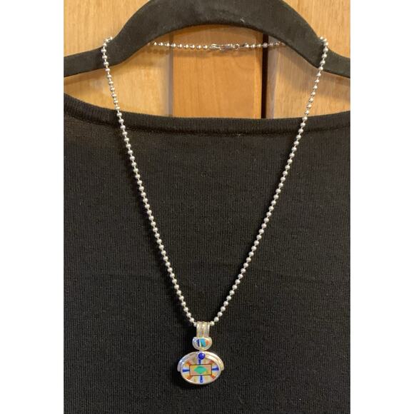 Whitney Kelly Sterling Silver and Multi Color Pendant on Sterling Ball Chain - Picture 3 of 10